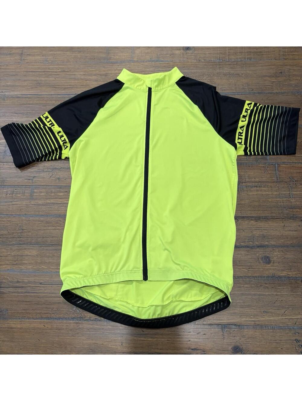 Performance Ultra Mens Short Sleeve Cycling Jersey Neon Yellow Size Large Bike